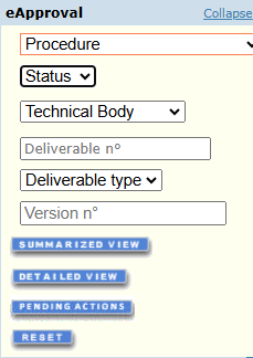 eApproval search criteria menu